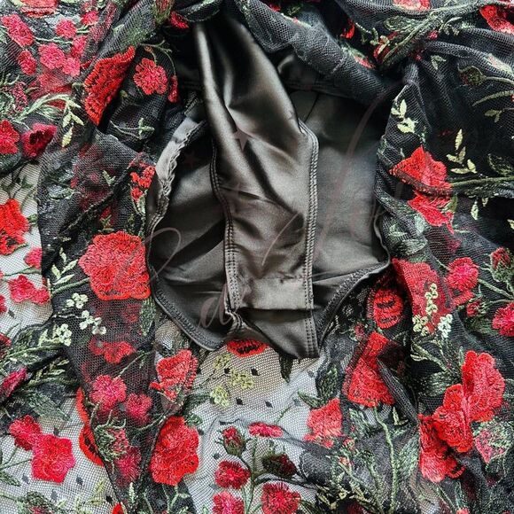 FOR LOVE & LEMONS Araceli Maxi Dress In Red Embroidered Floral NWT - Picture 8 of 12